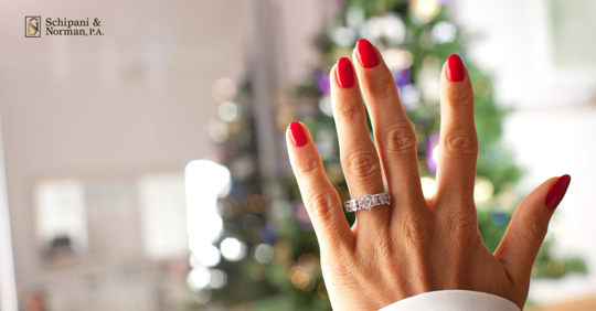 Closeup of woman's hand with a ring.
